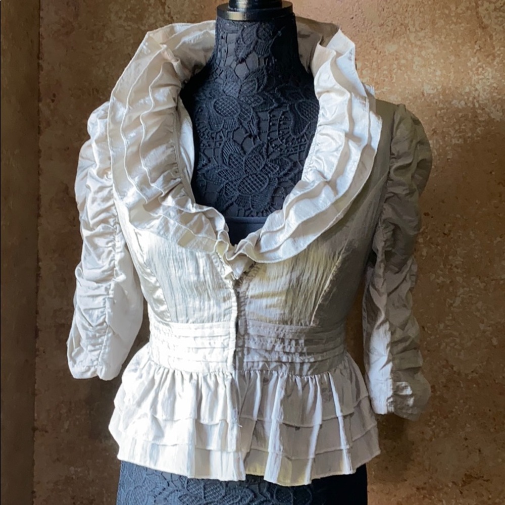 Shiny champagne ruffle jacket